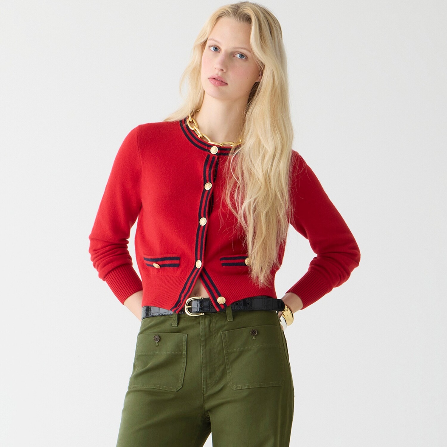 

Кашемировый свитер женская куртка с контрастной отделкой J.Crew, синий