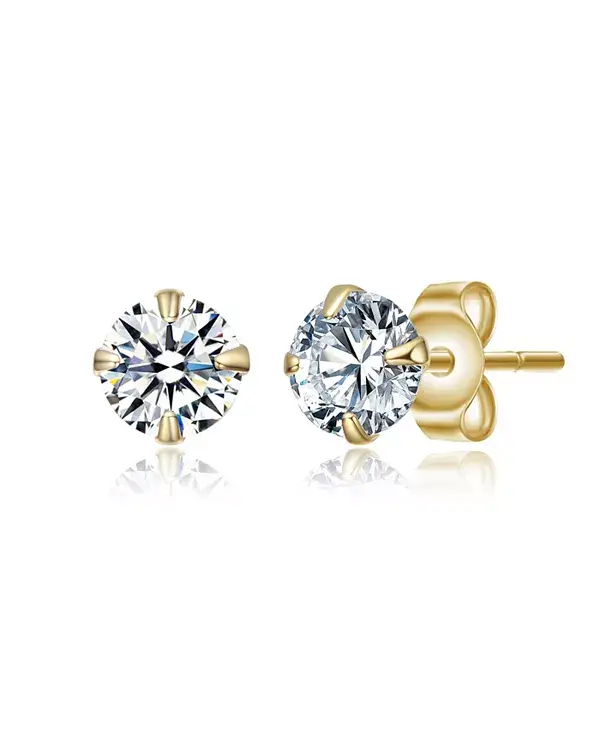 

Детские серьги-гвоздики с покрытием из 14-каратного золота и круглыми кубическими циркониями диаметром 4 мм Gigigirl, white