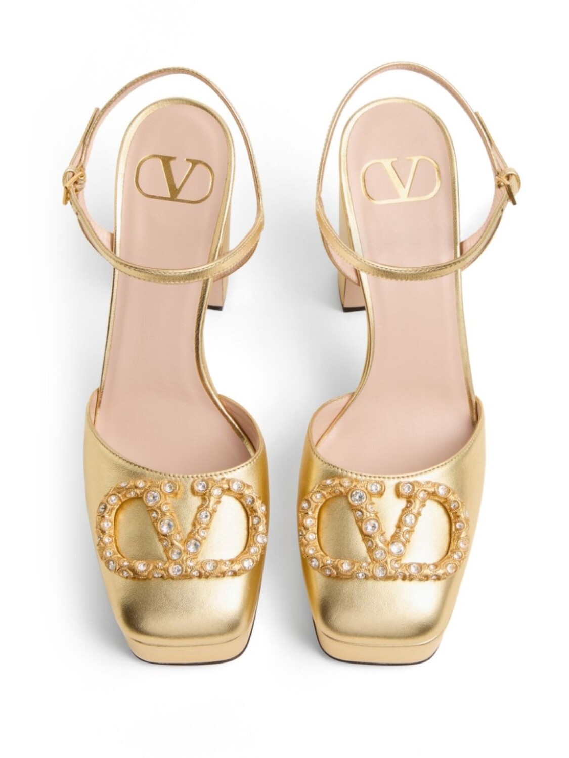 Valentino Garavani туфли с логотипом VLogo Signature, золотой — фото 4