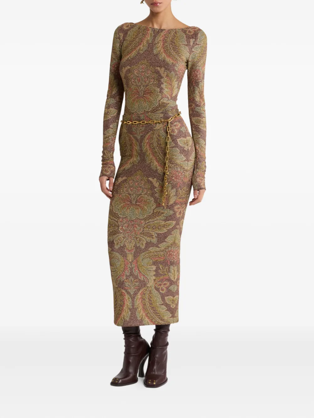 Юбка миди с узором пейсли Etro, коричневый — фото 2
