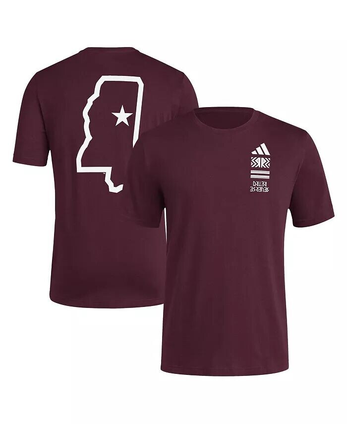 

Мужская темно-бордовая футболка с потертостями Mississippi State Bulldogs Reverse Retro Baseball 2 Hit Adidas, красный