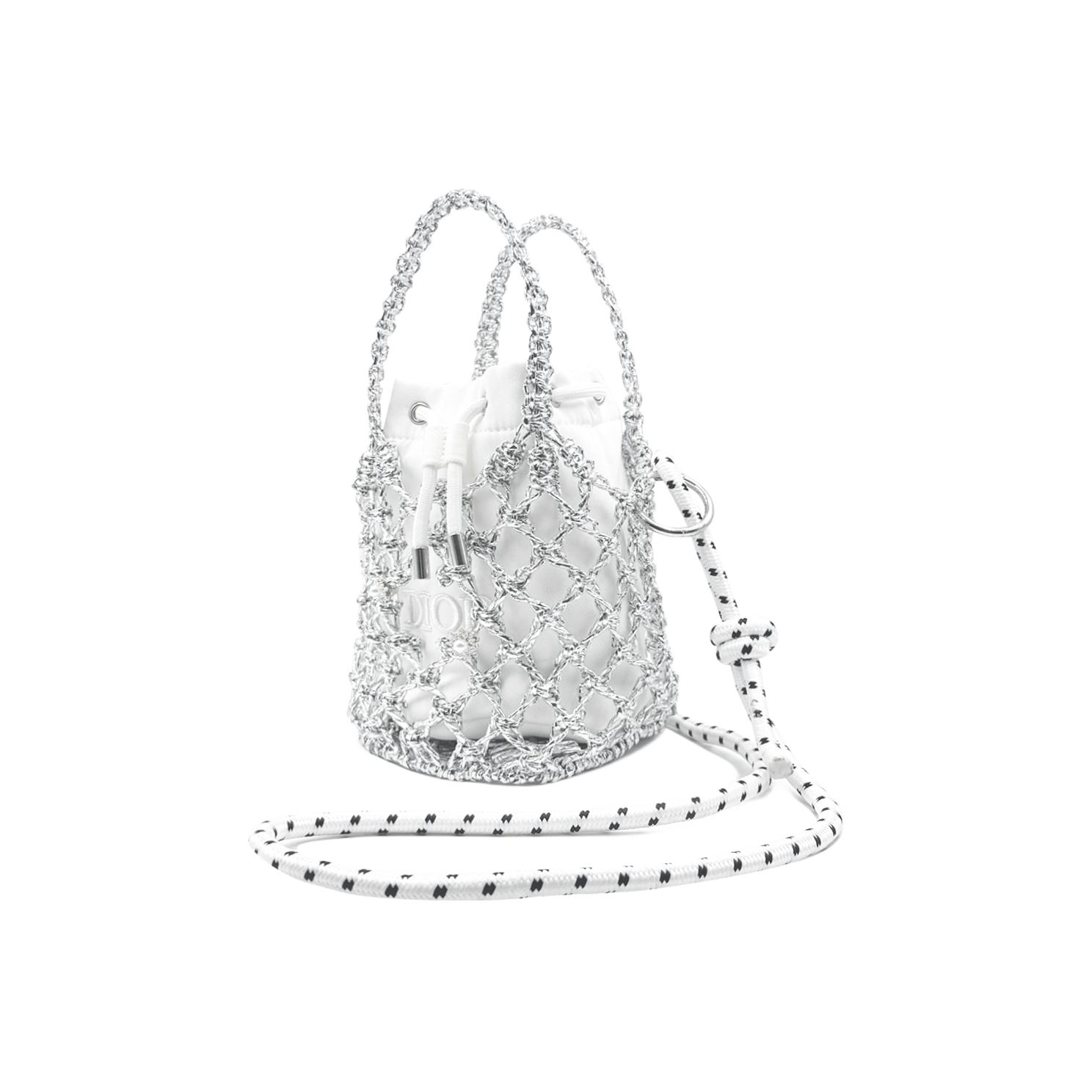 Сумочка-косметичка DIOR с сетчатым покрытием, серебристо-белый — фото 2