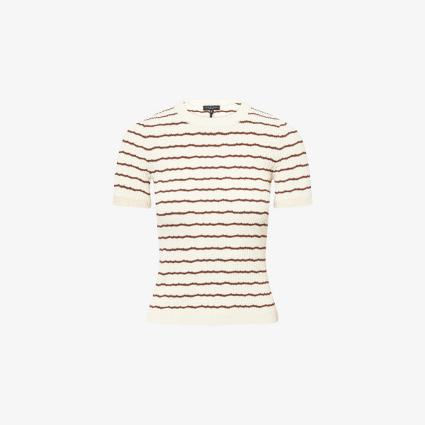 

Топ в рубчик из полосатого хлопкового трикотажа Chiara Rag & Bone, белый