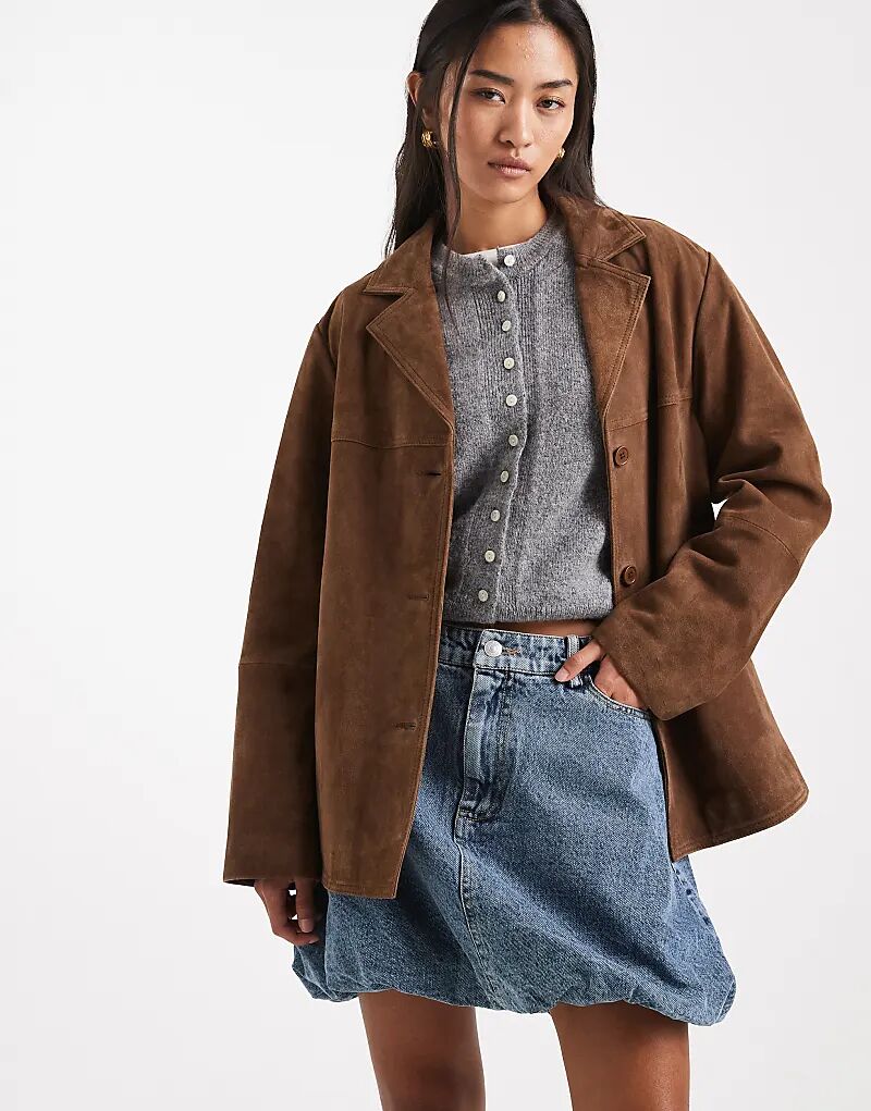 

Мини-юбка из денима с пышным подолом Pieces светло-голубого цвета