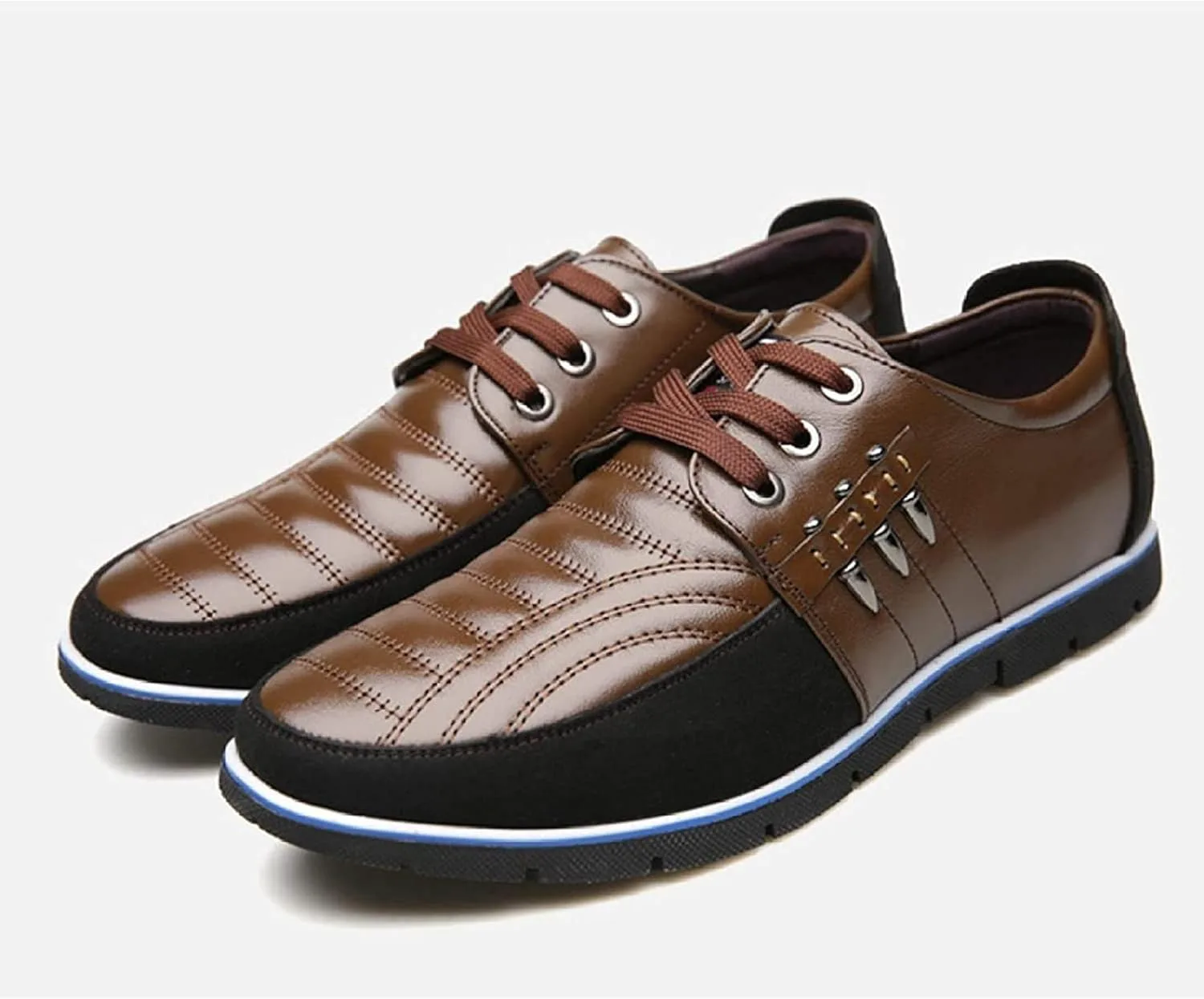 

Мужские деловые кожаные туфли Yiozoi, легкие, с нескользящей подошвой, низкие, с круглым носком, на шнуровке, плоские, для свадьбы и офиса, коричневый