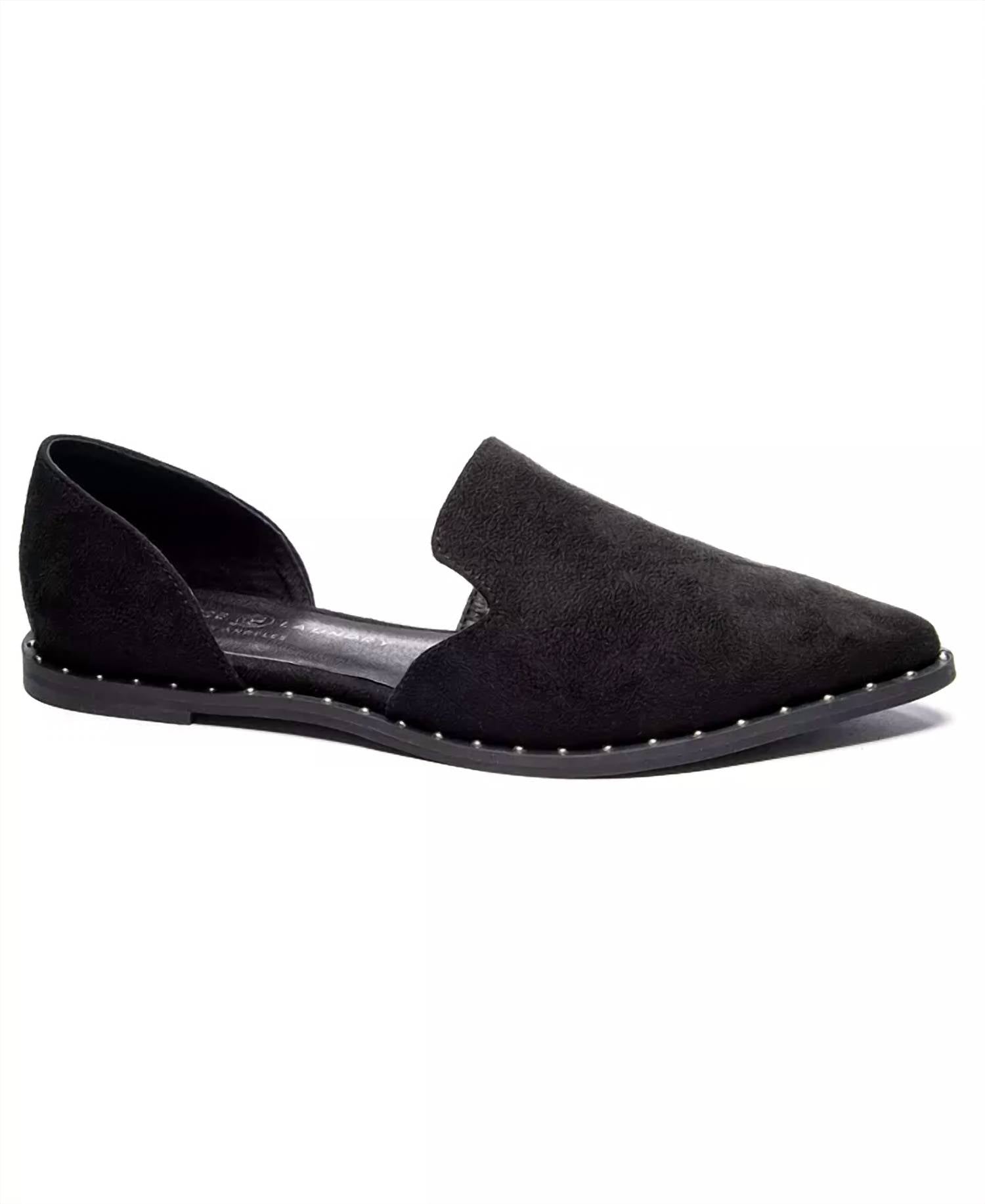 Женские туфли Emy Pointed Toe D'orsay Flats из черной тонкой замши CHINESE LAUNDRY