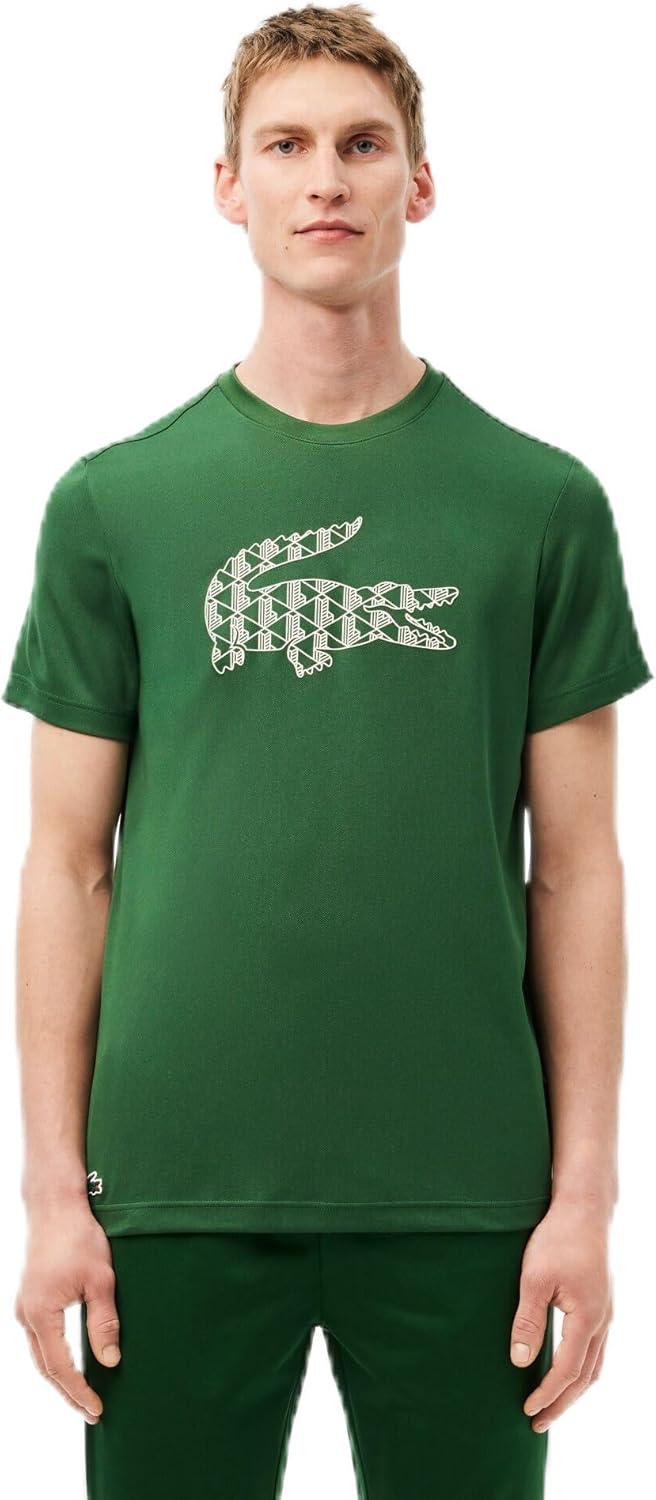 Теннисная футболка Lacoste Ultra Dry pique мужская спортивная, зеленый