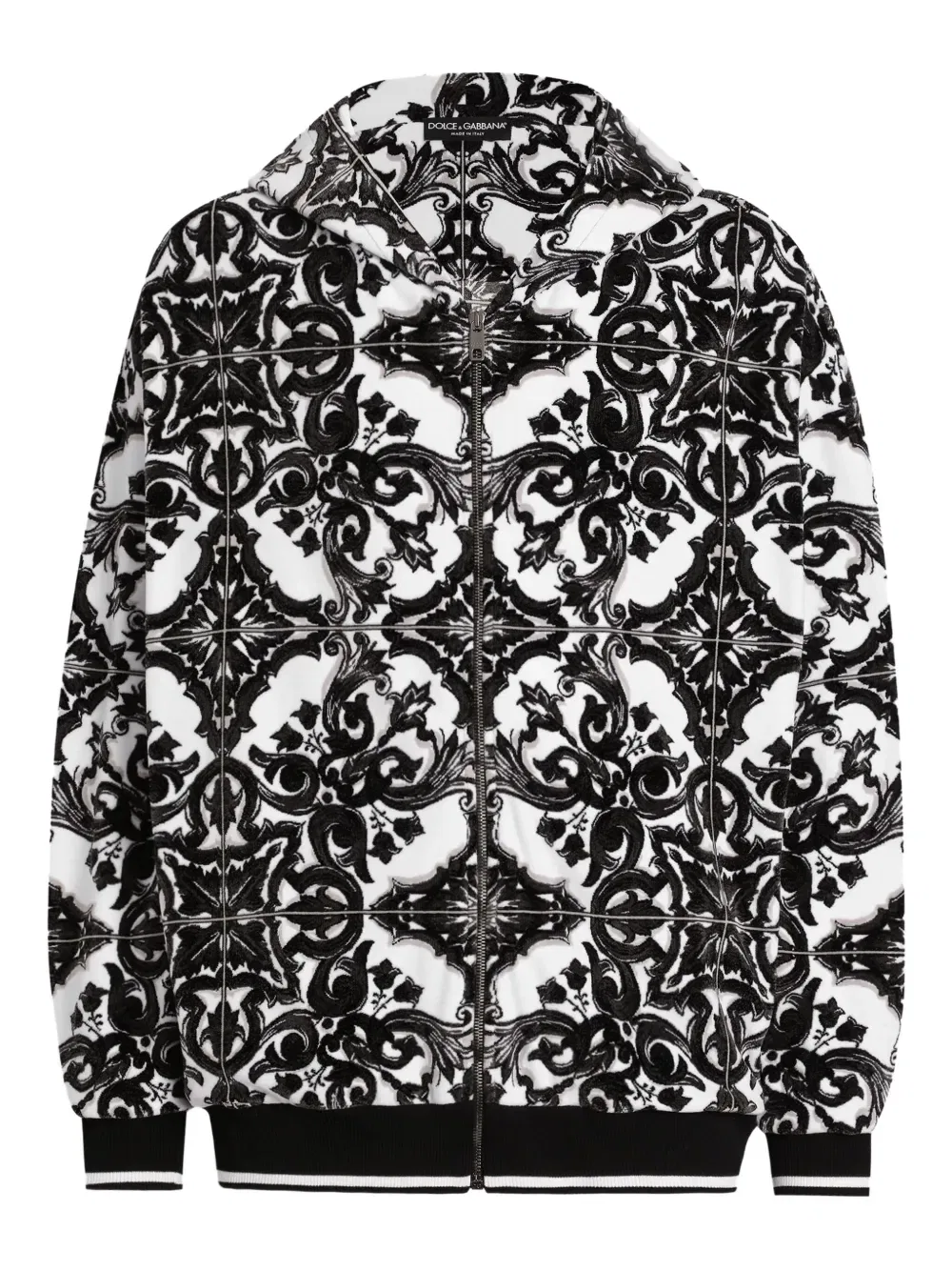 Худи с принтом майолики Dolce & Gabbana, черный