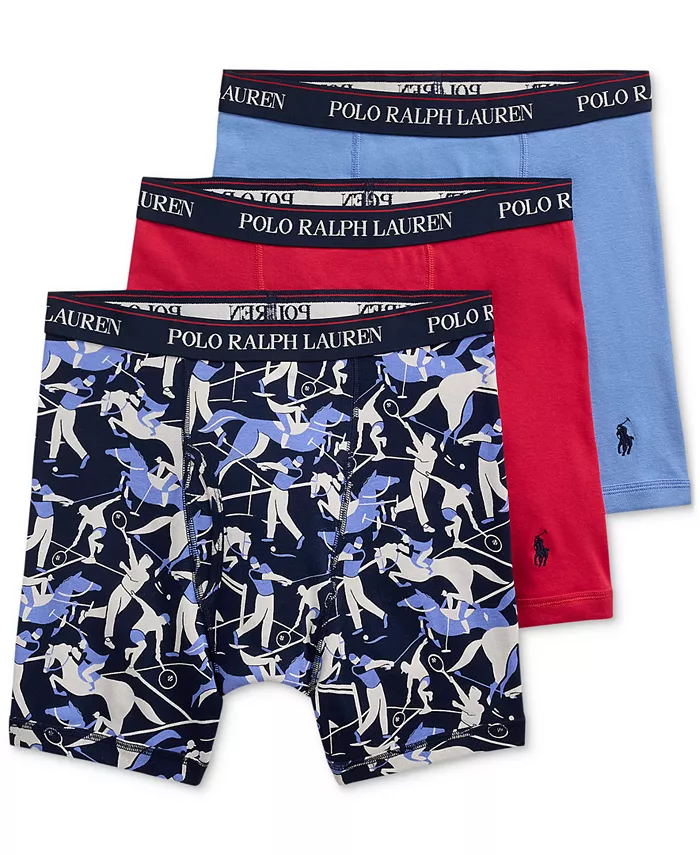 

Мужские классические боксеры из хлопка, 3 шт Polo Ralph Lauren, мультиколор
