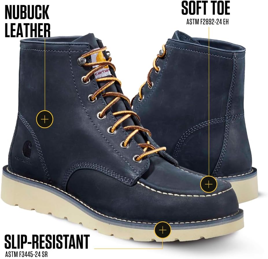 Ботинки Carhartt унисекс-взрослые мужские 6-дюймовые с мок-носком на танкетке, Navy — фото 3