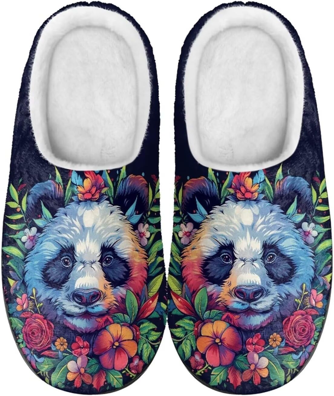 

Мужские и женские плюшевые тапочки для пары, фланелевые теплые мягкие уютные тапочки, домашние тапочки для спальни и улицы, размеры 3-15 Zcfygdx, Panda Pattern Flower Print