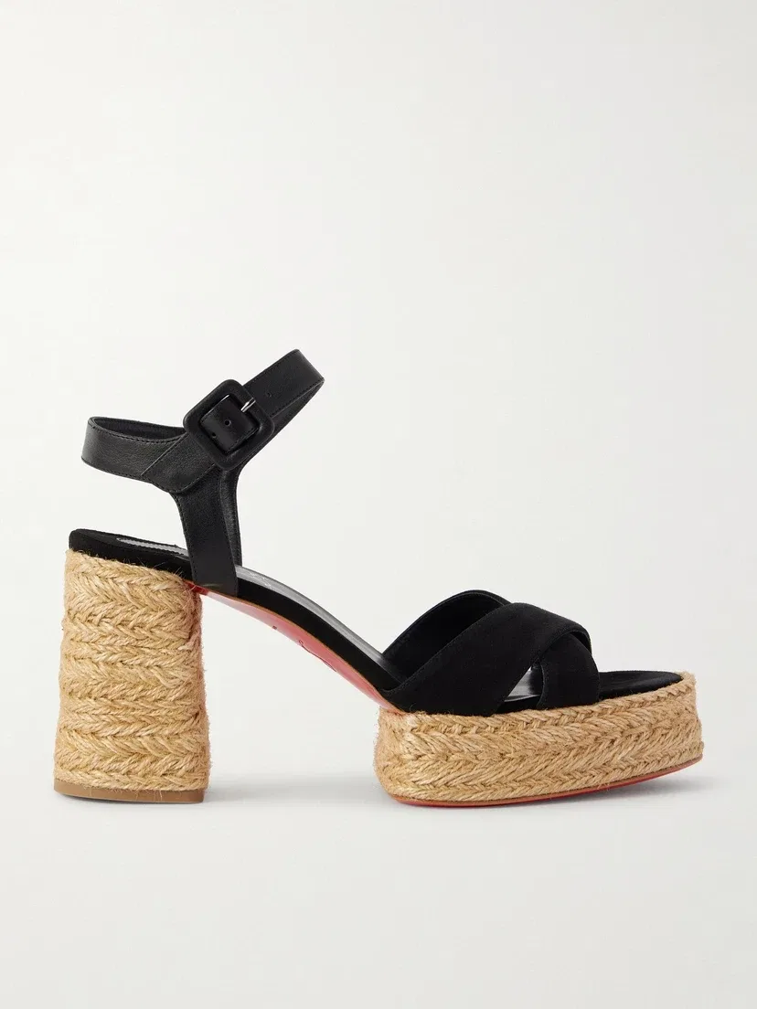 Calakala 85 кожаные и замшевые сандалии-эспадрильи на платформе Christian Louboutin, черный