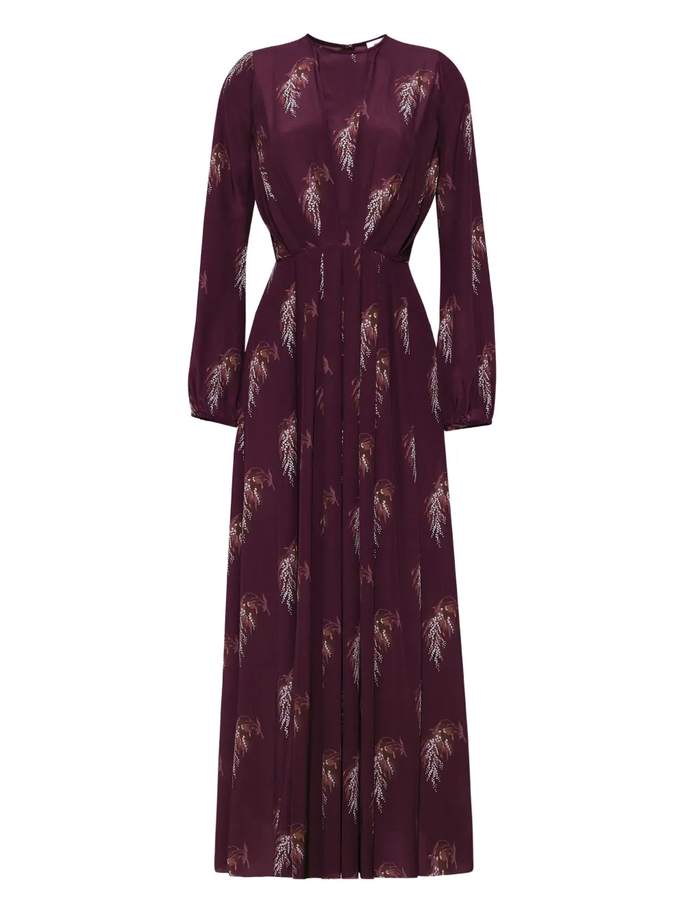 

Платье миди с цветочным принтом и плиссировкой Adam Lippes, красный