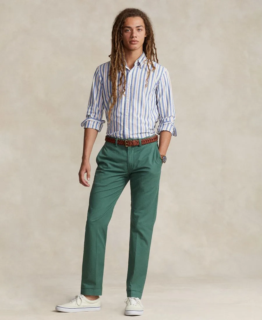 Мужская полосатая рубашка Оксфорд, сшитая на заказ Polo Ralph Lauren, синий — фото 2