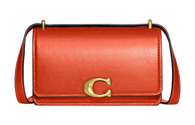 

Бандитская кожаная сумка-конверт через плечо женская оранжевая COACH