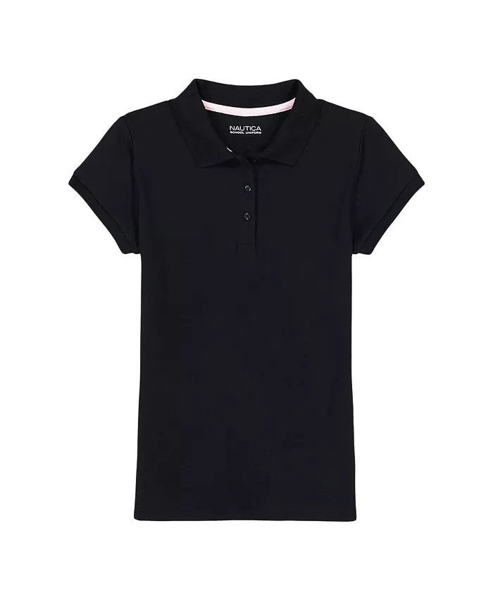

Рубашка-поло Interlock с коротким рукавом для больших девочек Nautica, синий