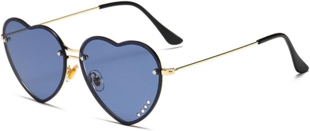 

Роскошные солнцезащитные очки в форме сердца без оправы для женщин и мужчин, милые очки с бриллиантами для вечеринок, солнцезащитные очки-маска с защитой от УФ-излучения UV400 generic, Gold Blue