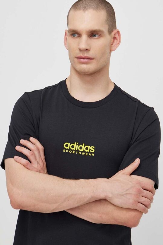 Хлопковая футболка adidas, черный — фото 3