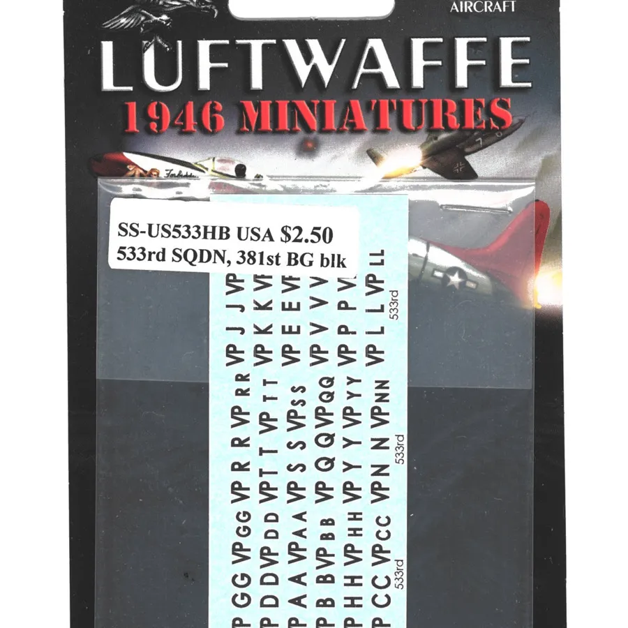 

США, 533-я эскадрилья, 381-я BG, чёрная — буквы на фюзеляже, Decals - Blue Sky
