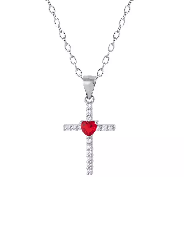 

Ожерелье с подвеской-крестиком в форме сердца от Джанни Бернини (0,70 карата) из стерлингового серебра с кубическим цирконием и стеклянным сердечком Giani Bernini, red
