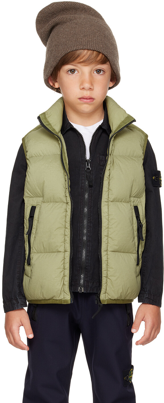 

Детский жилет цвета хаки на молнии Stone Island Junior