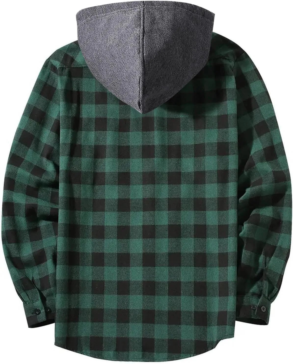 Мужская фланелевая толстовка с капюшоном Casual Button Down в клетку — фото 3