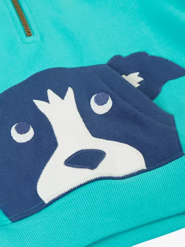 Детская толстовка Hadley с застежкой-молнией до середины груди, цвет Pacific Aqua/Multiple Frugi — фото 3