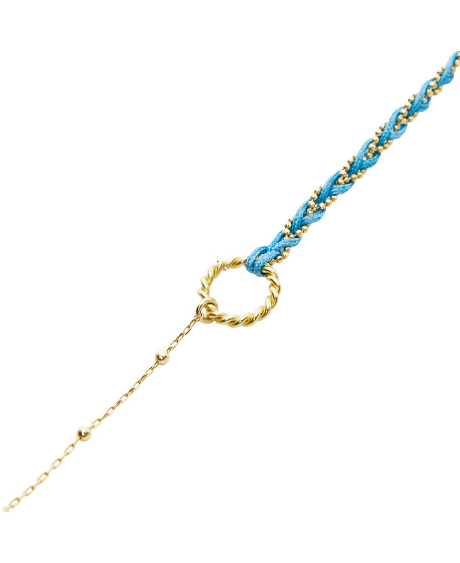 

Браслет ручной работы из плетеной веревки и цепочек из стерлингового серебра с бусинами Spero London, Blue