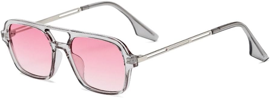 

Модные женские солнцезащитные очки с двойной перемычкой, модные мужские солнцезащитные очки с защитной пленкой Ocean Film Shades UV400, трендовые солнцезащитные очки TKKTLLT, Grey Pink