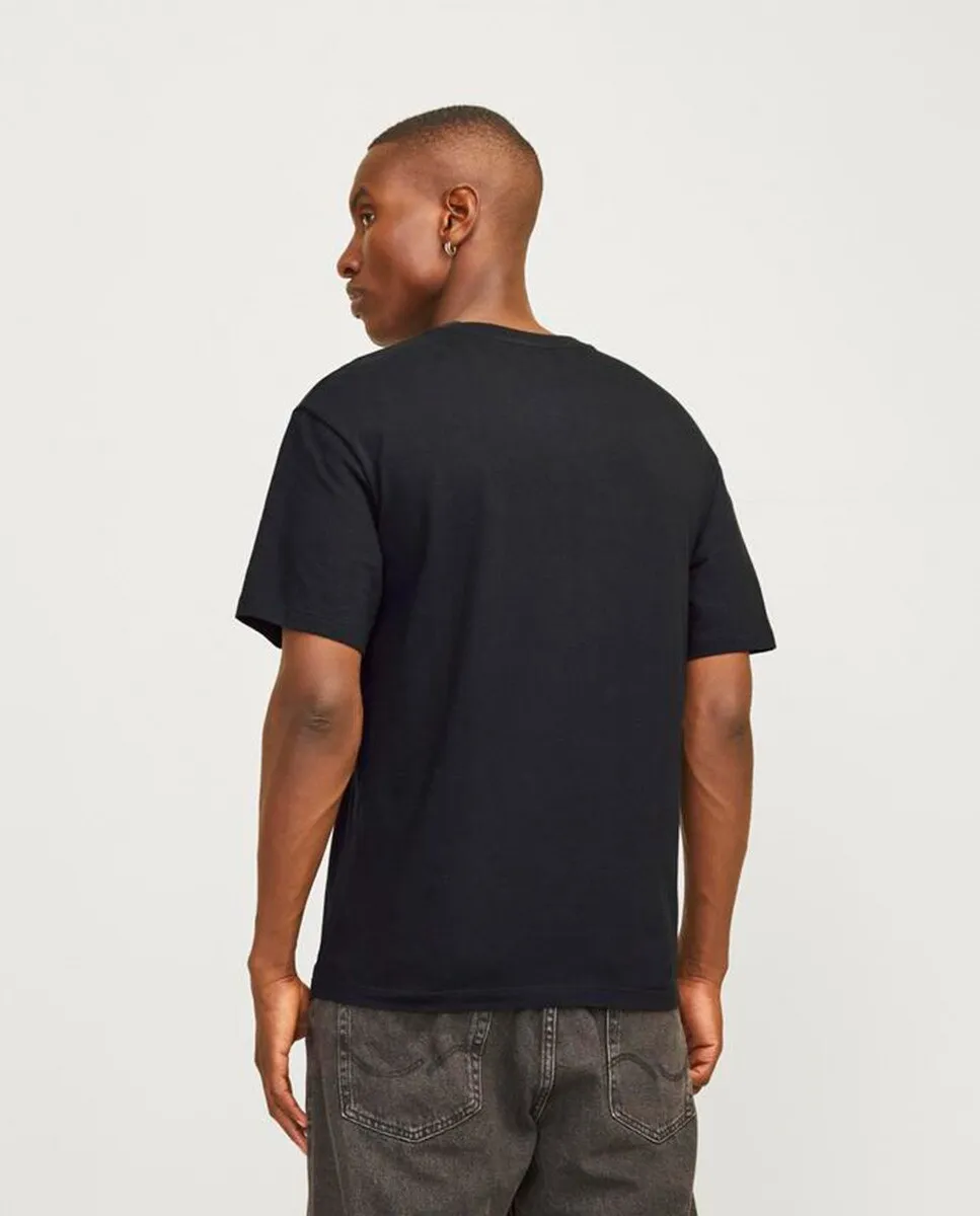 

Мужская футболка с короткими рукавами, круглым вырезом и принтом спереди Jack & Jones, черный