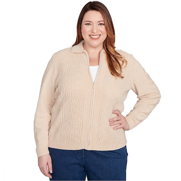 

Свитер с воротником из шенилла на молнии Plus size Alfred Dunner, Latte