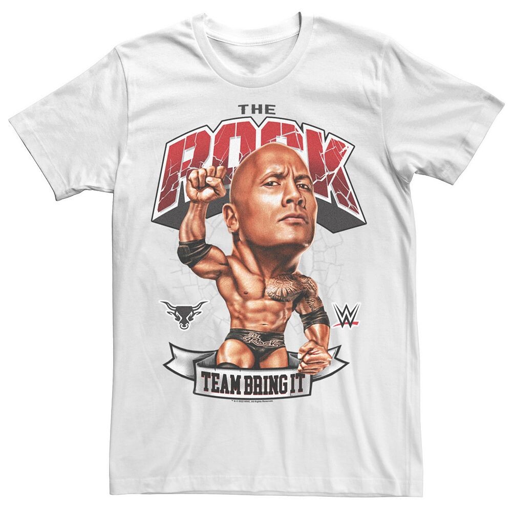 

Мужская футболка с плакатом WWE The Rock Big Head Team Bring It Licensed Character, белый