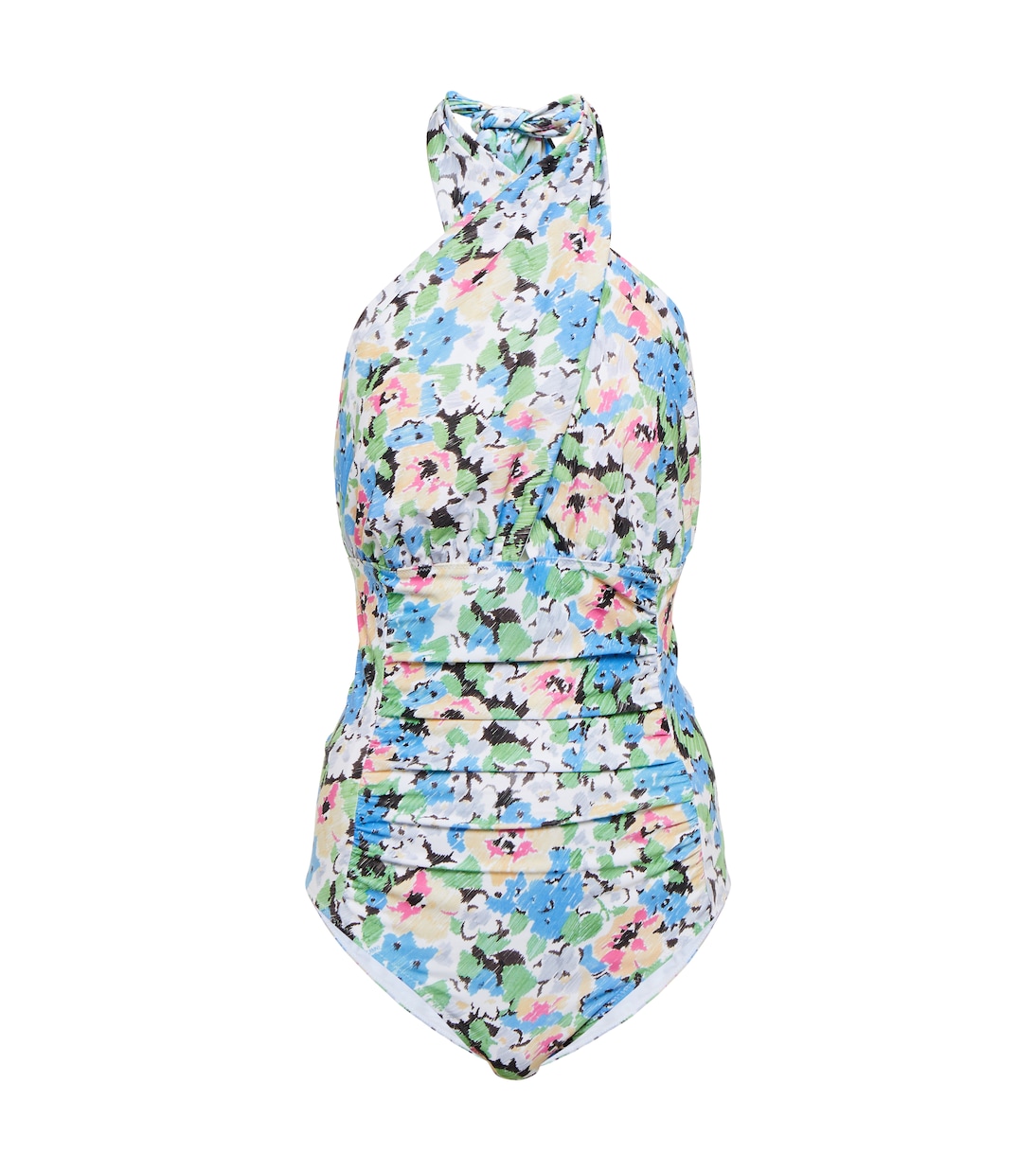 

Купальник с цветочным принтом и халтернеем Ganni, Floral Azure Blue