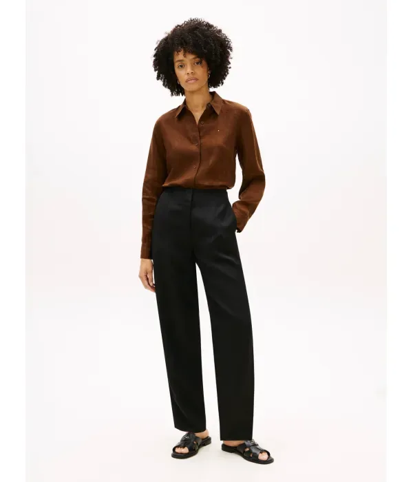 Льняная рубашка relaxed fit Tommy Hilfiger, коричневый — фото 2