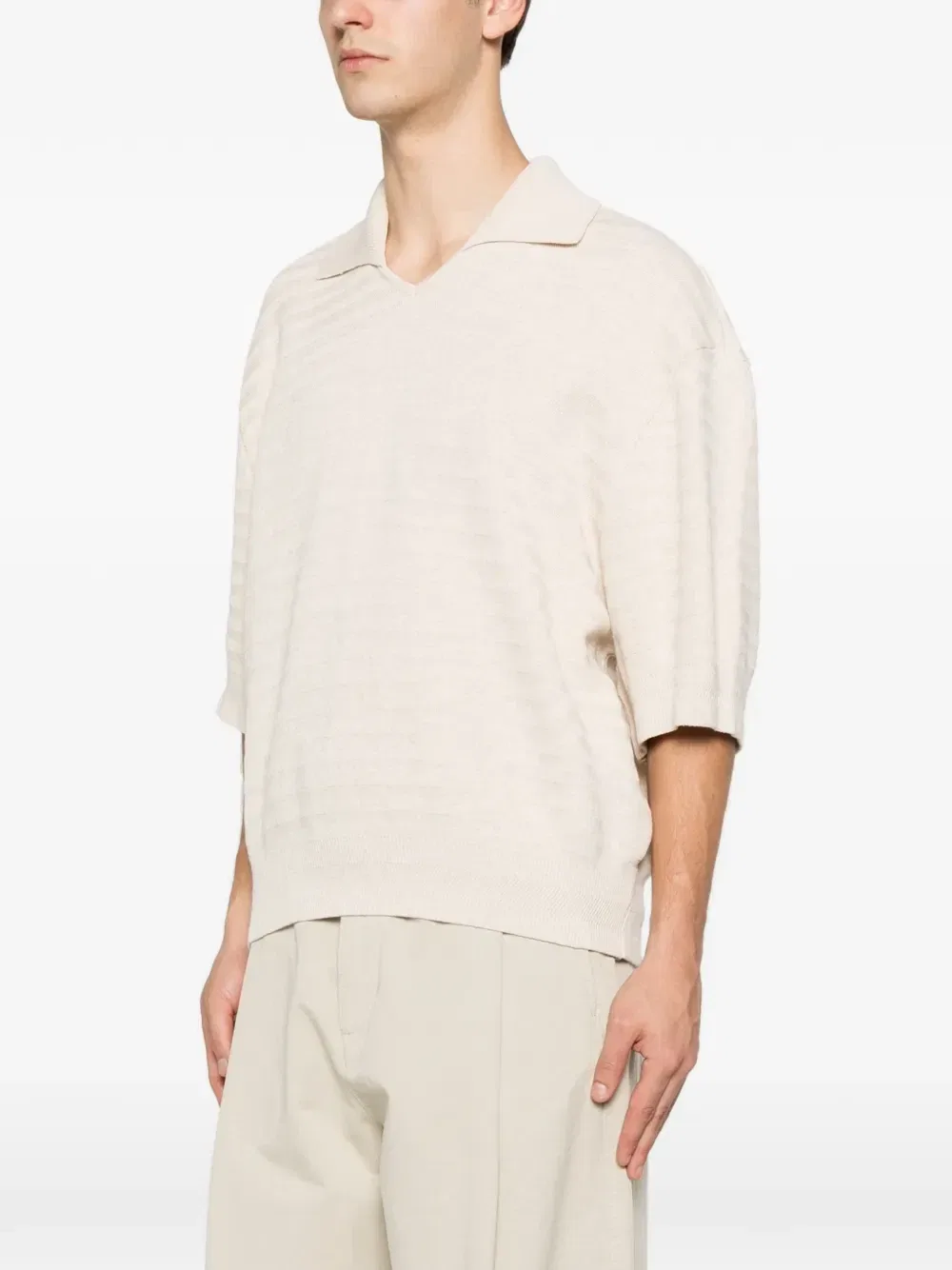 Футболка с V-образным вырезом JACQUEMUS, бежевый — фото 3