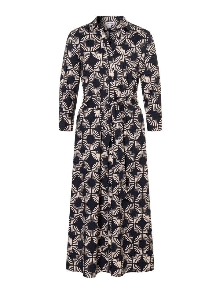 

More & More Длинное платье-рубашка с принтом, черно-бежевого цвета