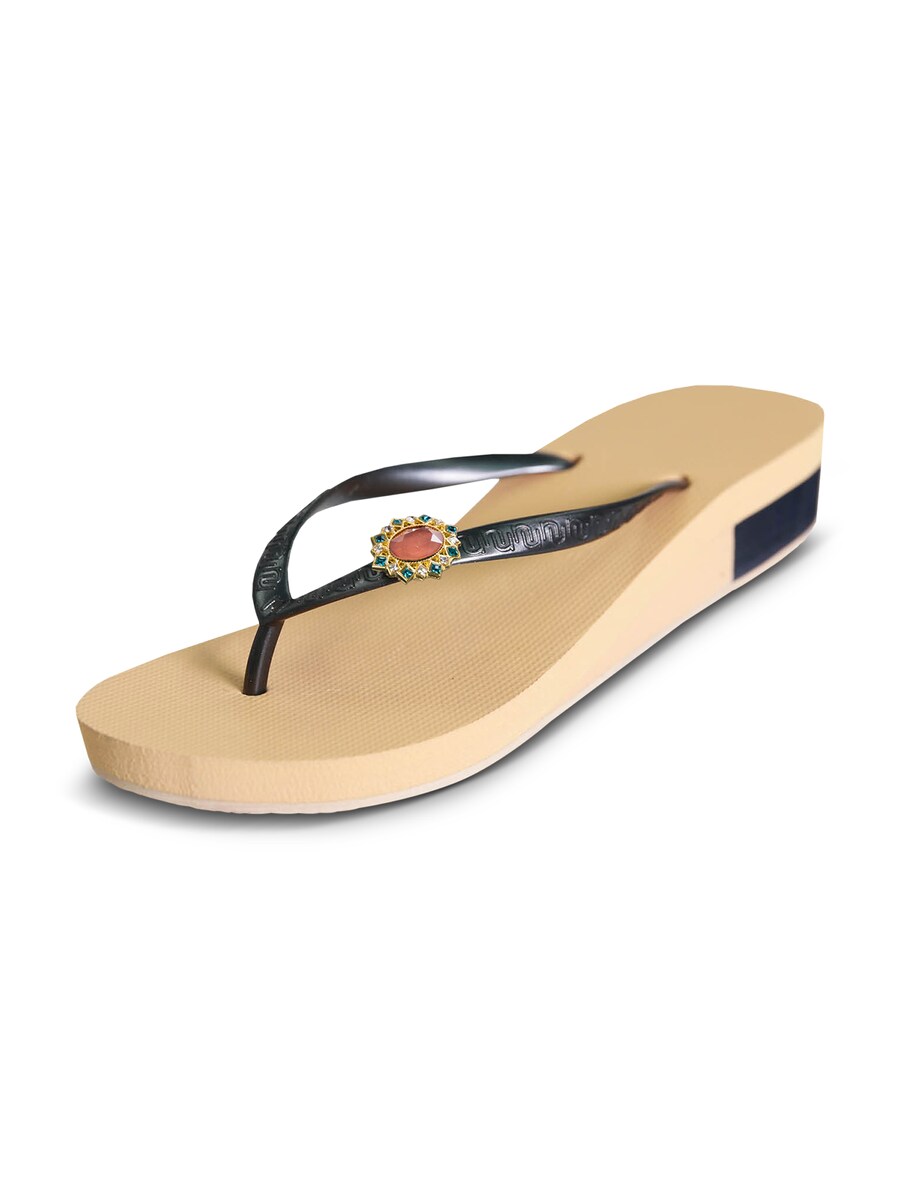 Сандалии с Т-образной перемычкой Uzurii Luxury Footwear Block, золотой — фото 3