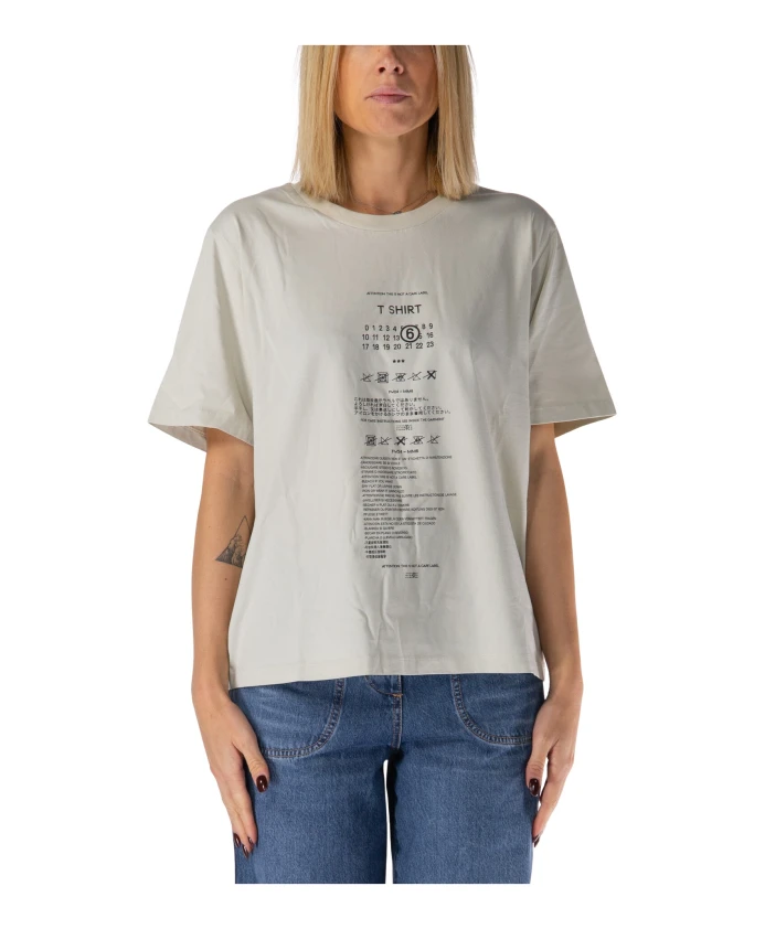

Футболка с круглым вырезом и принтом Mm6 Maison Margiela, белый