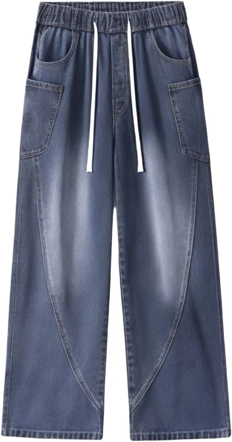 Джинсы свободные boyfriend, Y2K, B16-blue — фото 3
