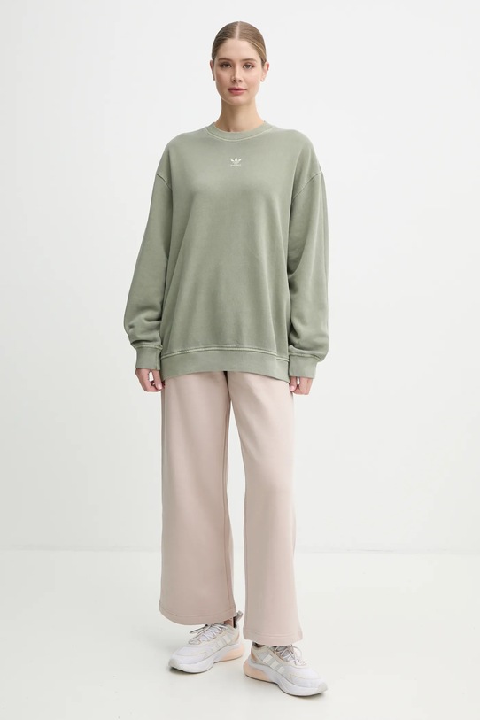 Широкие брюки Femme Galore Wideleg Fleece из флиса Adidas Originals, бежевый — фото 2