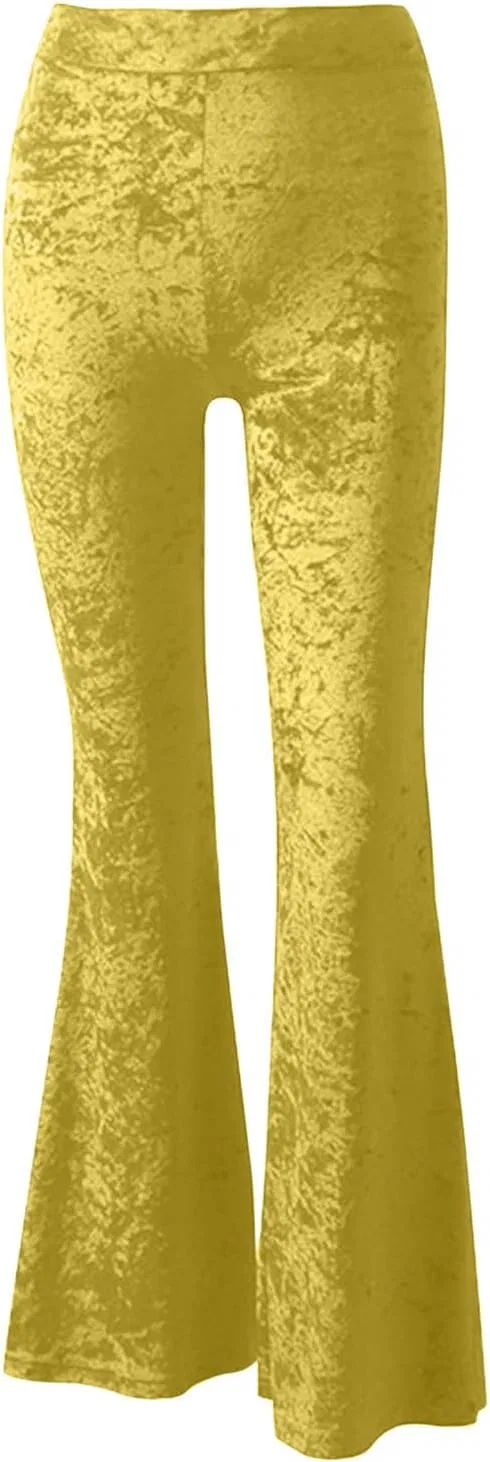 Женские йога-брюки клеш, Velvet Soft, высокие, A01_yellow — фото 3