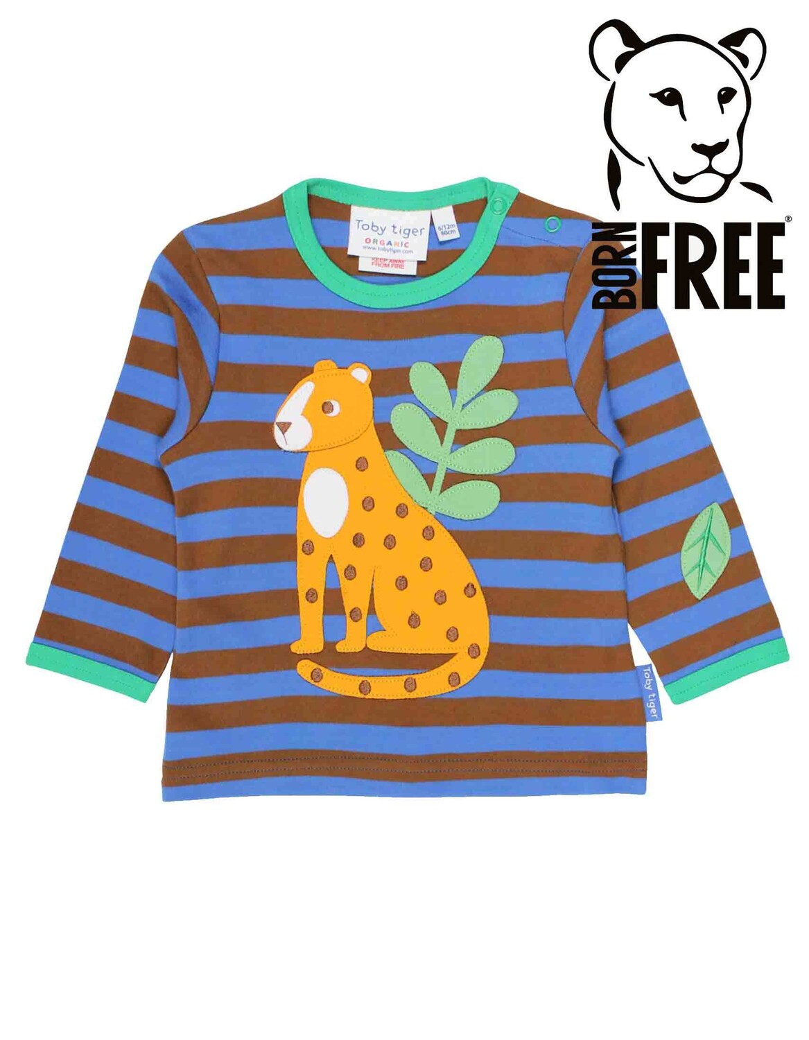 

Футболка Toby Tiger Langarm mit Leoparden Applikation, синий