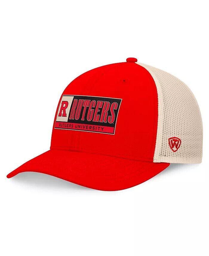 

Мужская алая/натуральная кепка Rutgers Scarlet Knights Bennett Trucker с регулируемой посадкой Top of the World