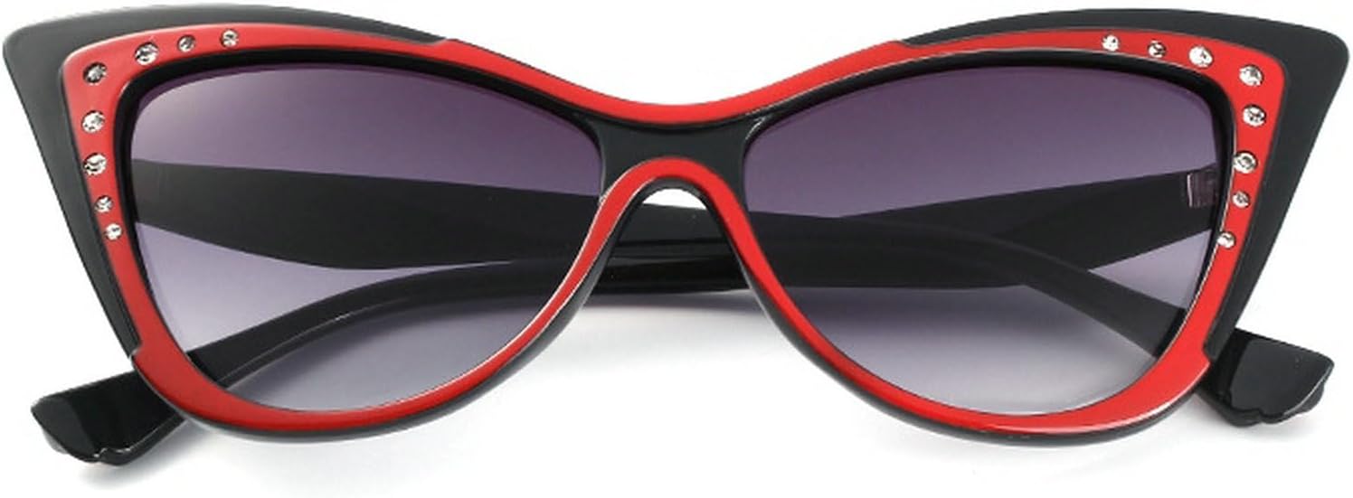 

Винтажные солнцезащитные очки «кошачий глаз» со стразами, модные градиентные оттенки, стильный дизайн, идеально подходят для отдыха на природе, путешествий и вечеринок mincl, Black