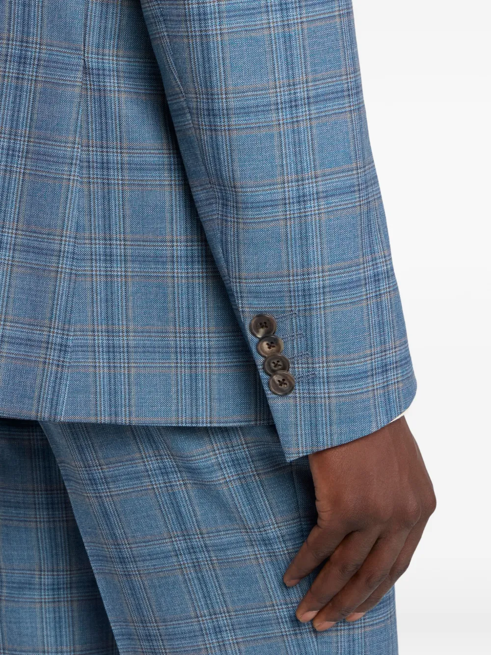 Однобортный шерстяной костюм в клетку Etro, синий — фото 4