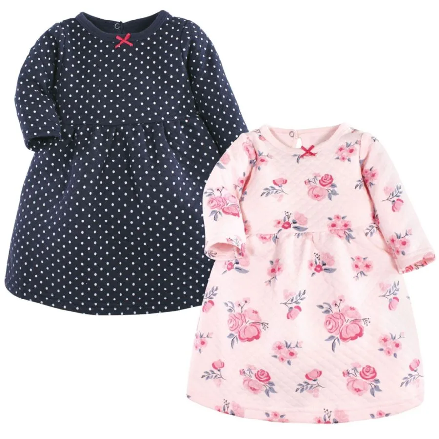 Комплект из 2 стеганых платьев с длинными рукавами Hudson Baby, розовый and темно-синий floral