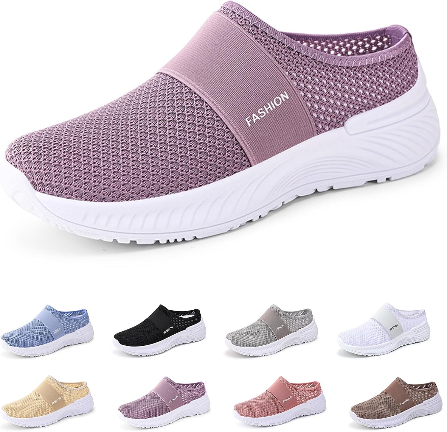 

Женские сетчатые кроссовки-слайдеры, спортивные туфли для ходьбы и бега, дышащие, с отверстиями, легкие, удобные, повседневные мюли с поддержкой свода, для прогулок, низкие кеды, весна-лето Generic, фиолетовый