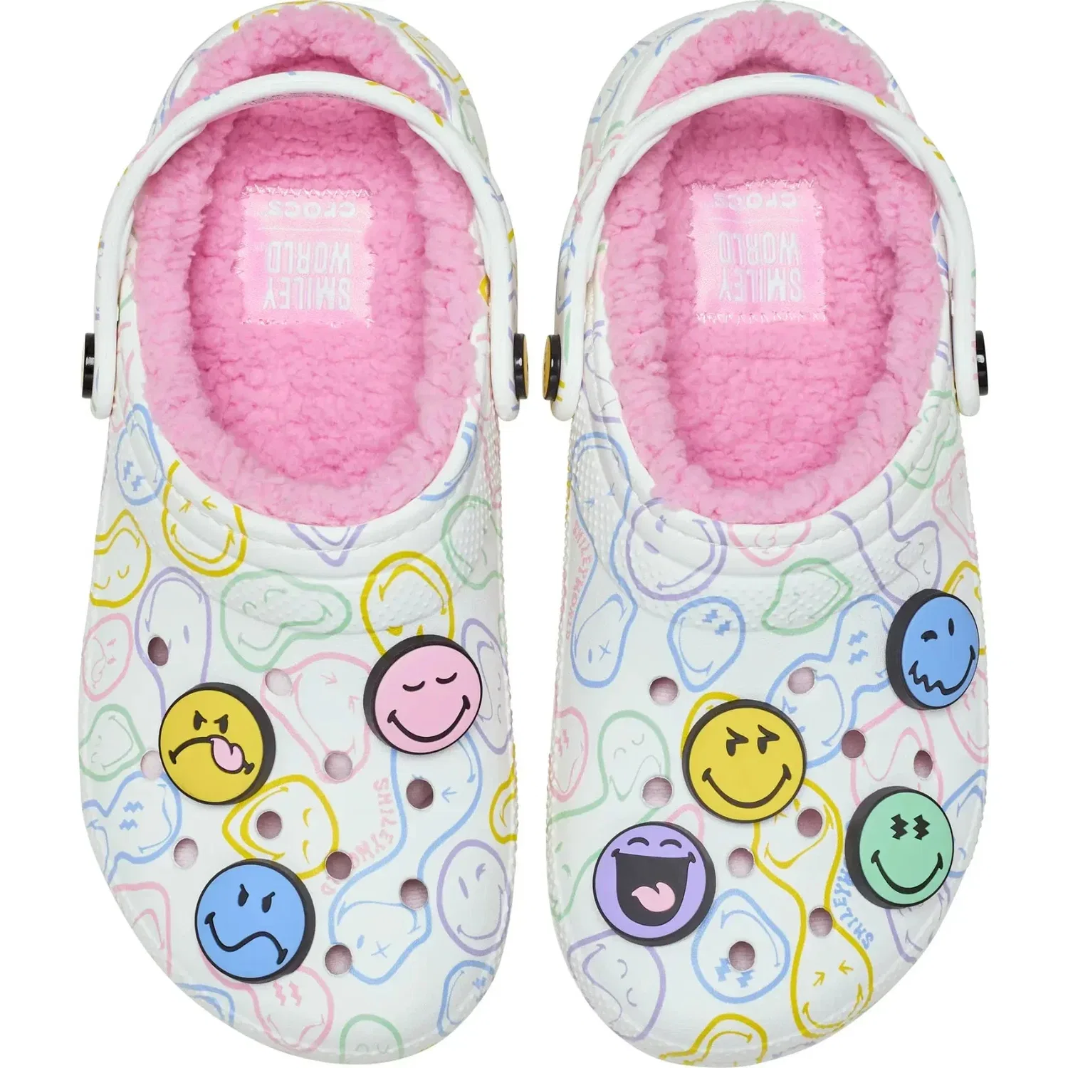 Crocs Smiley Classic Lined 211696-90H Clogs White Casual Shoes JAX1208 — фото 4