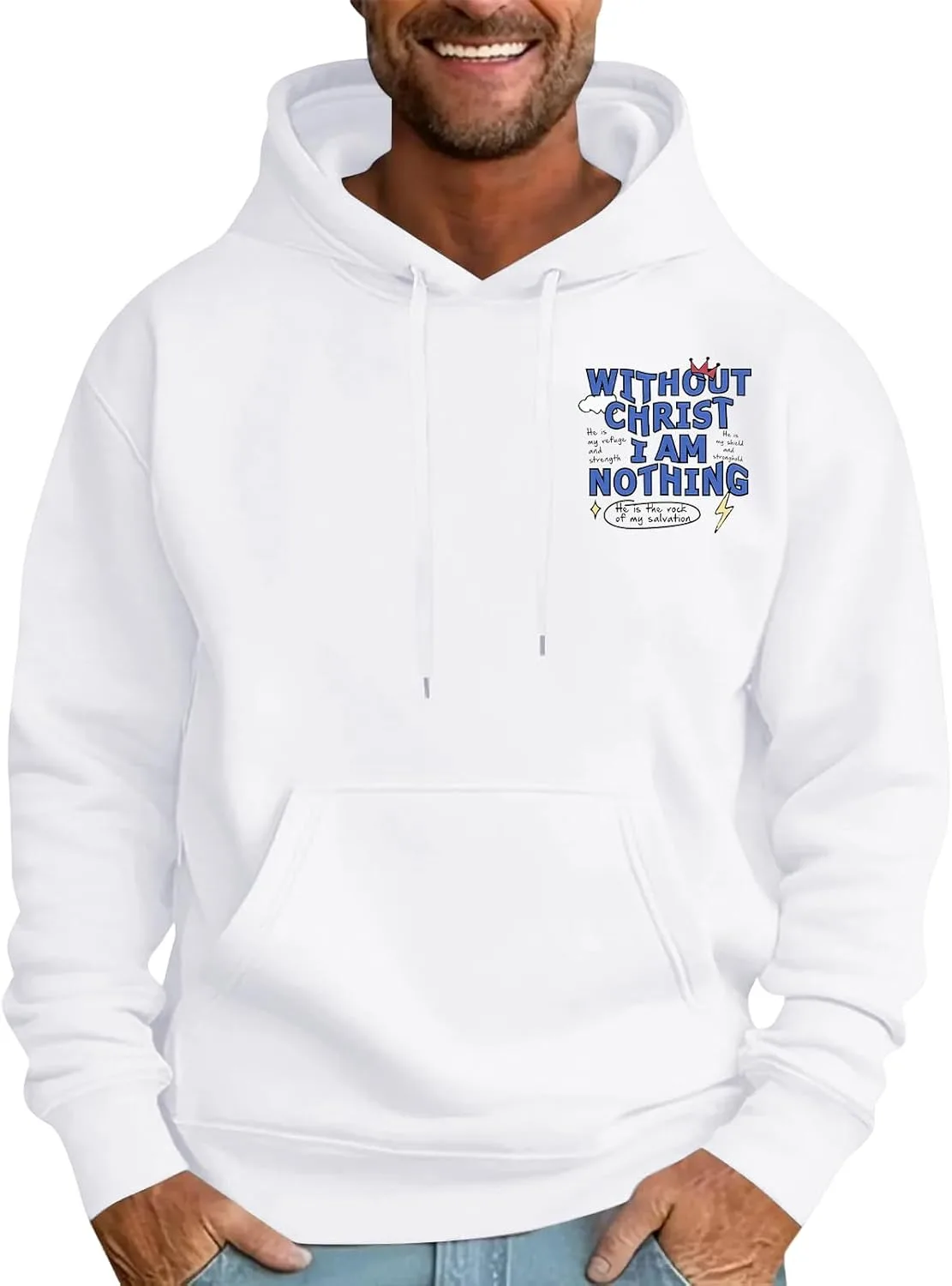 

FQZWONG модный худи с принтом для мужчин, теплый с карманом