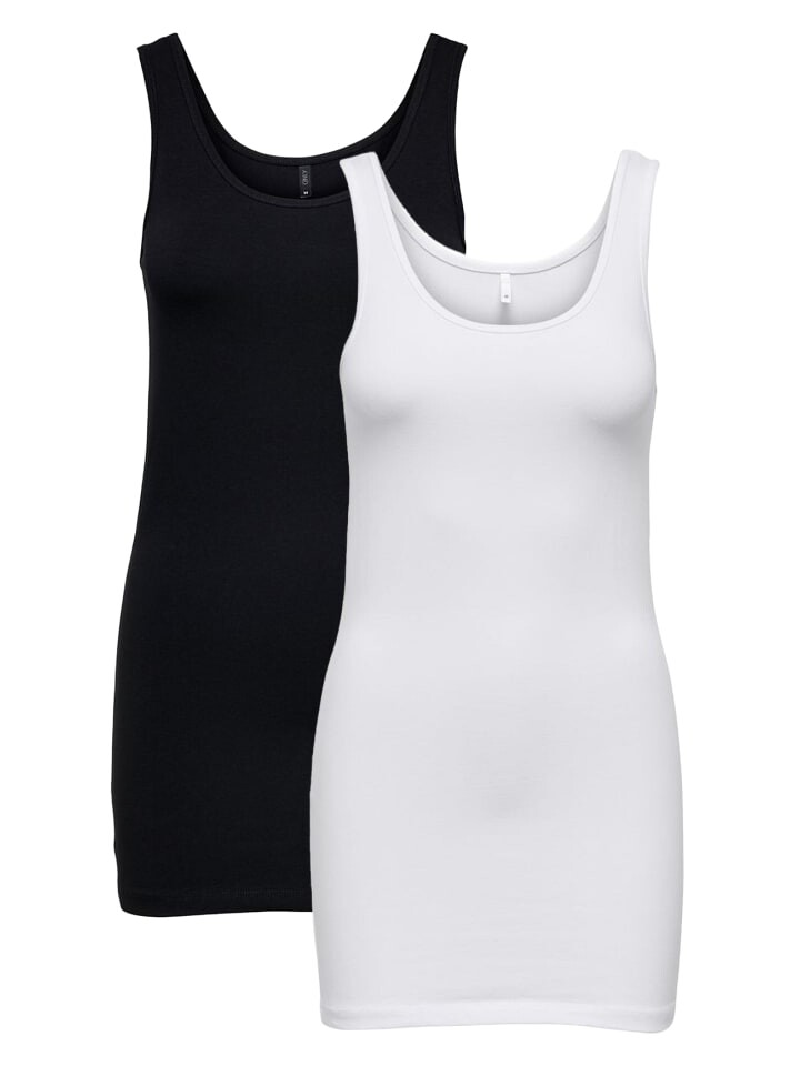 

Топ ONLY Long Tank 2 er Stück Pack Basic Shirt Set ONLLIVE, цвет schwarz-weiß